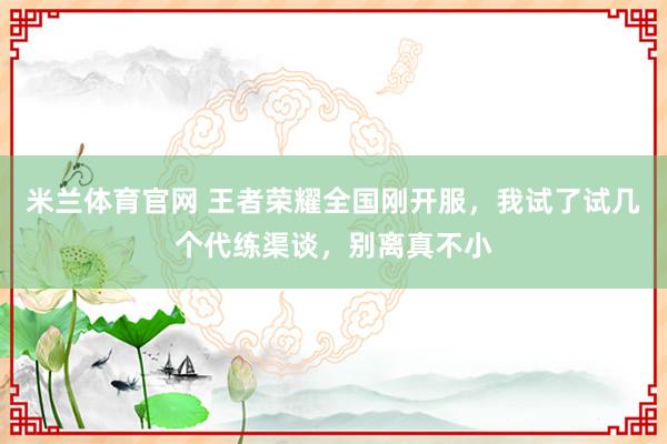 米兰体育官网 王者荣耀全国刚开服，我试了试几个代练渠谈，别离真不小