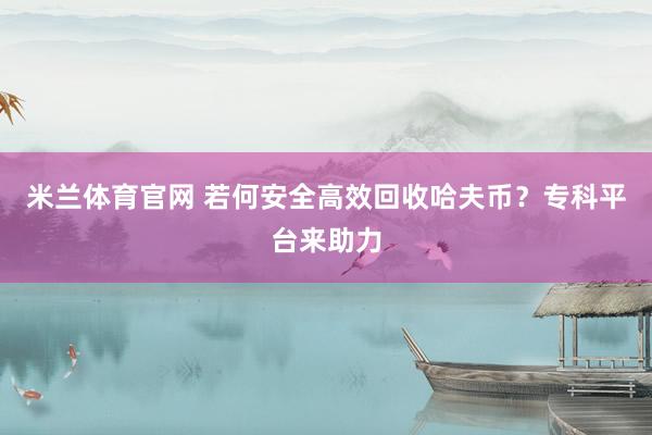 米兰体育官网 若何安全高效回收哈夫币？专科平台来助力