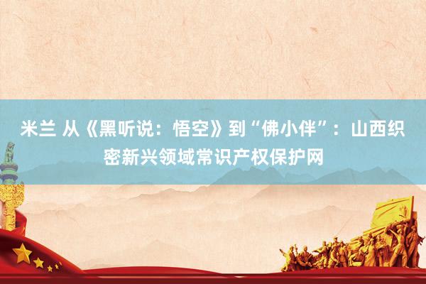 米兰 从《黑听说：悟空》到“佛小伴”：山西织密新兴领域常识产权保护网