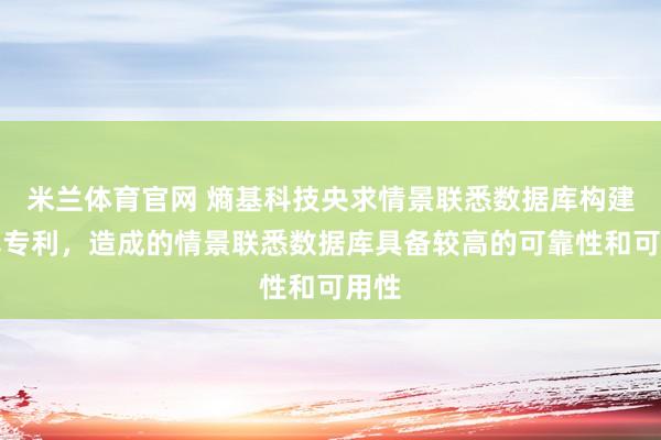 米兰体育官网 熵基科技央求情景联悉数据库构建表率专利，造成的情景联悉数据库具备较高的可靠性和可用性