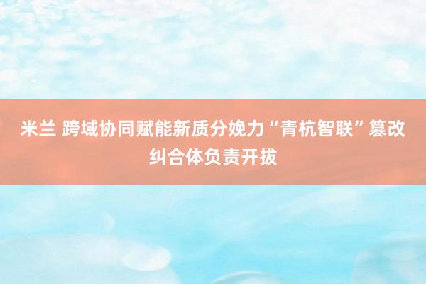 米兰 跨域协同赋能新质分娩力“青杭智联”篡改纠合体负责开拔
