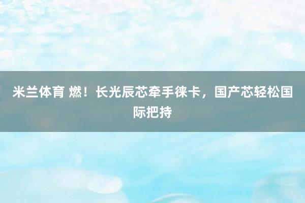 米兰体育 燃！长光辰芯牵手徕卡，国产芯轻松国际把持