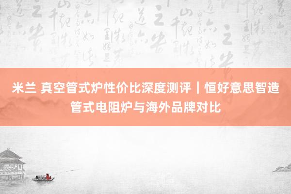 米兰 真空管式炉性价比深度测评｜恒好意思智造管式电阻炉与海外品牌对比