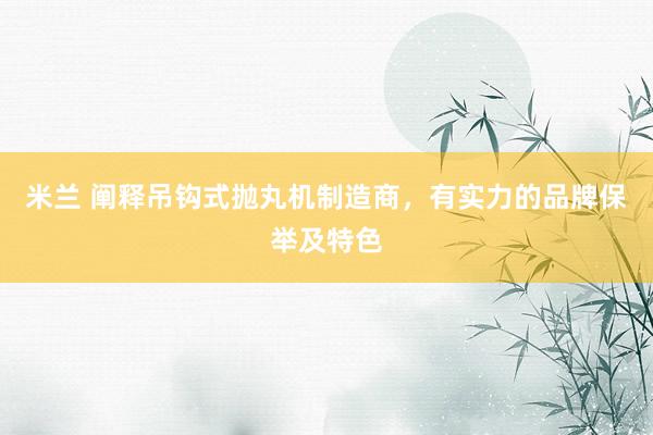 米兰 阐释吊钩式抛丸机制造商，有实力的品牌保举及特色